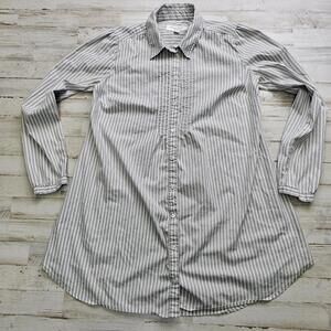 Liz Lange Maternity Shirt Women's Small Button Up Gray Stripe